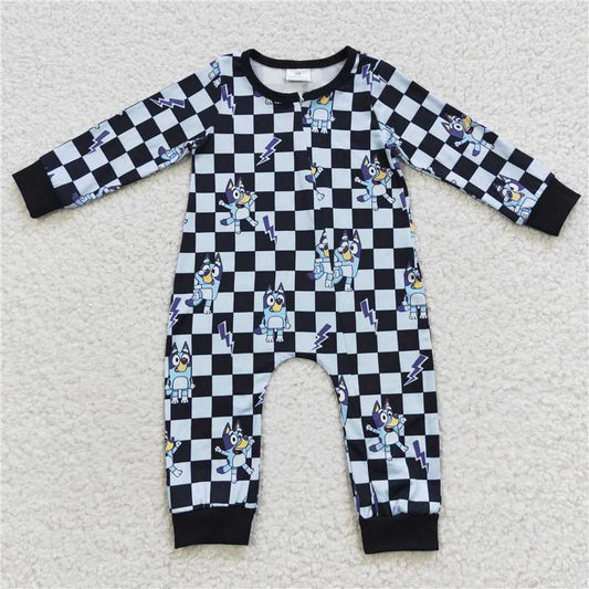 zipper romper blue dogs jumpsuit baby clothes