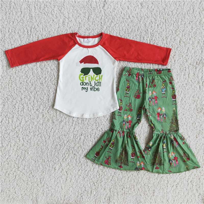 christmas clothes t-shirt & bell grinch kids clothing girls outfits