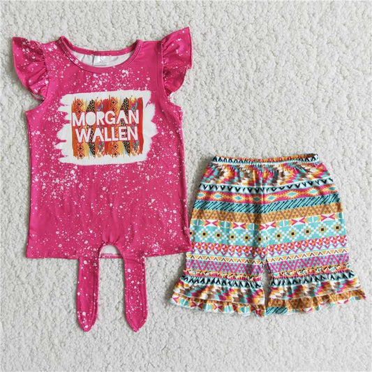 girls outfits morgan wallen t-shirt & shorts sets summer kids clothes