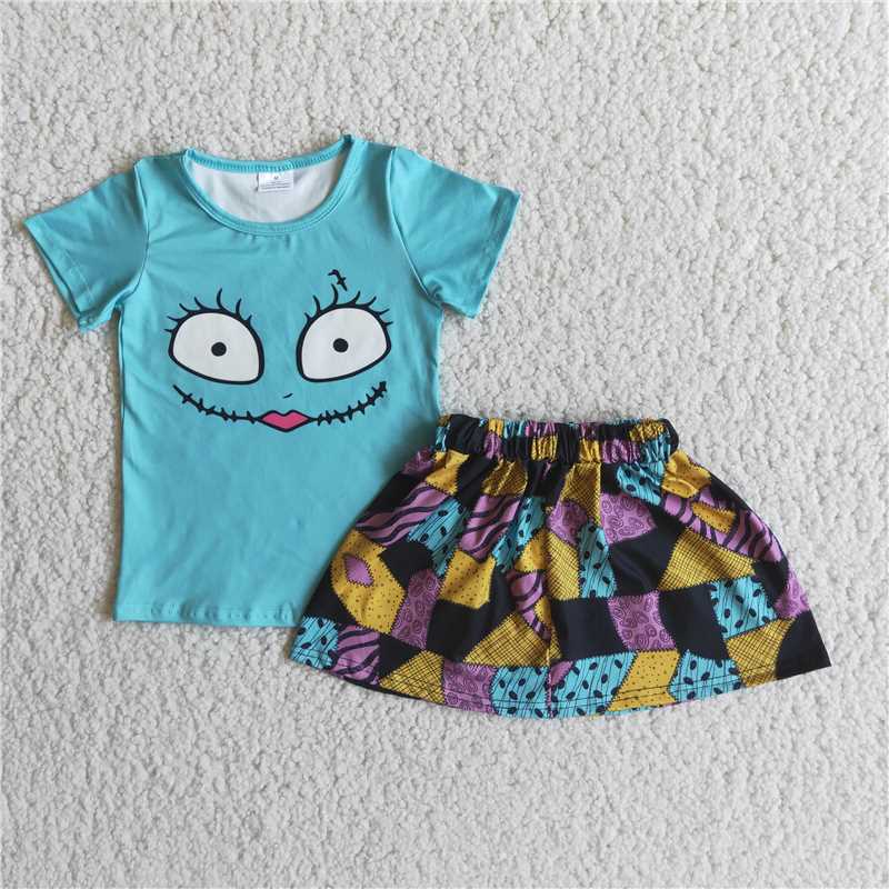 Halloween Sally t-shirt & half dress girls outfits skirt suits kids clothes