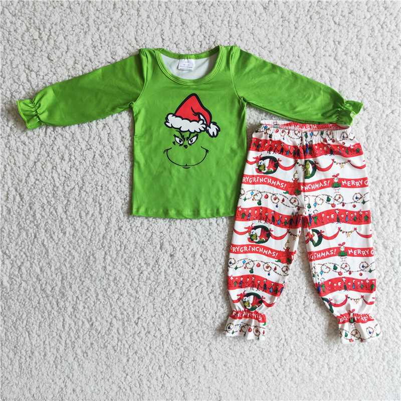 christmas clothes t-shirt & pants grinch kids clothing girls outfits