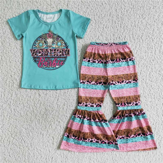 short sleeve shirt bell western barbie girls sets kids clothes