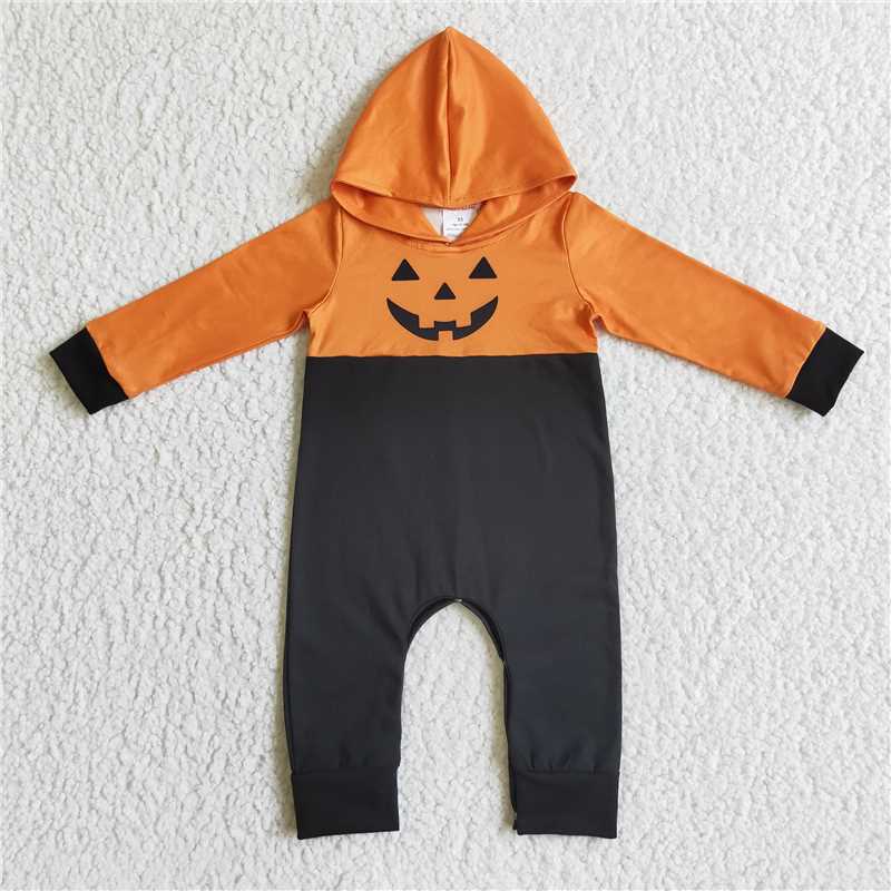 halloween boys rompers pumpkon hooded kids jumpsuits