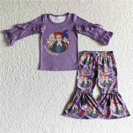 halloween girls outfits long sleeve top & bell 2 pieces sets fall kids clothes