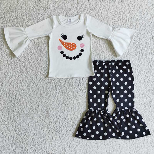 merry christmas clothes t-shirt & bell kids clothing snowman girls outfits