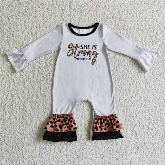 she is strong long sleeve baby jumpsuits girls baby rompers