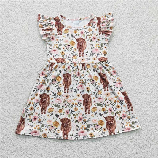 highland cow girls summer dress kids skirts