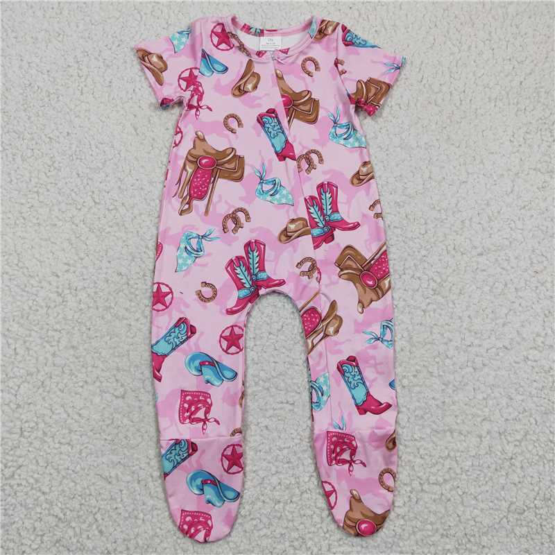 west boots Zip Sleeper romper with feet girls jumpsuit