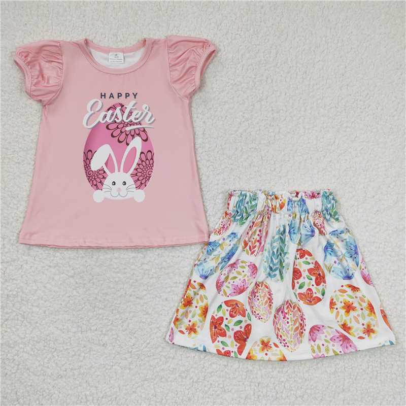 bunny shirt & half dress girls outfits easter skirt suits kids clothes