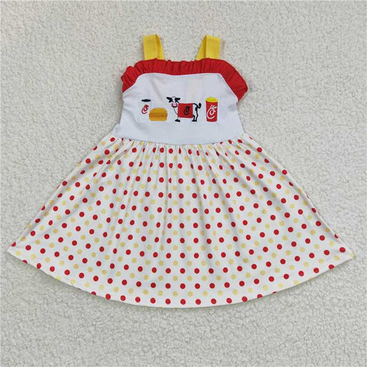 embroidery chicken cow girls dress summer kids skirts