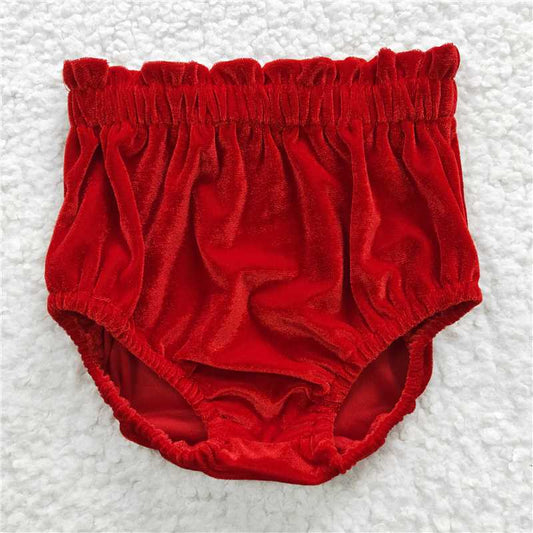 red girl bummie baby kids velvet shorts