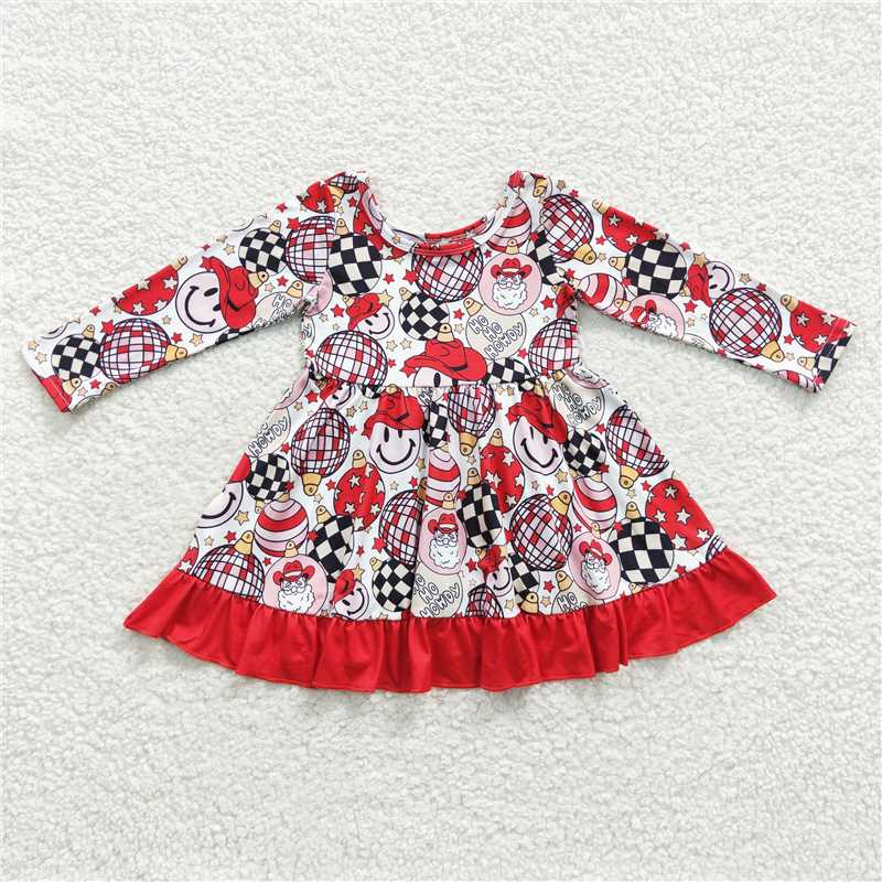 hippie smiley face girls dress long sleeve skirts kids clothes