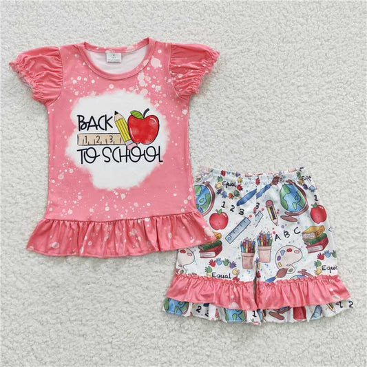 apple pencil girls outfits back to school shorts sets kids clothes