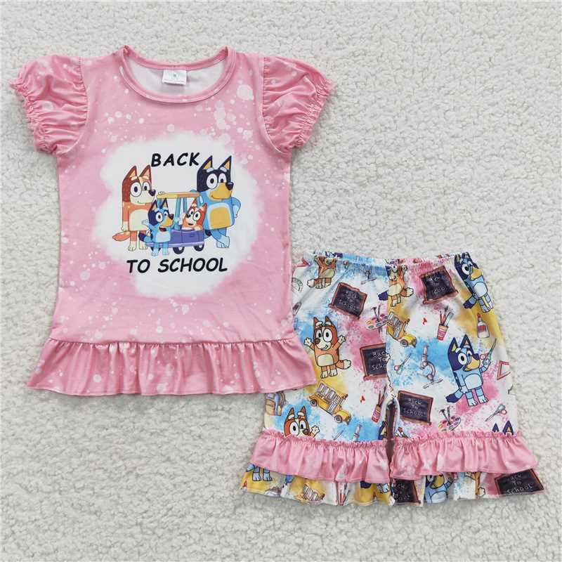 back to school girls outfits kids clothes blue dogs summer sets