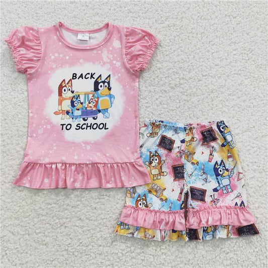 back to school girls outfits kids clothes blue dogs summer sets