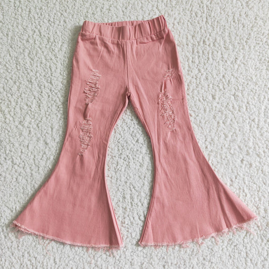 girls denim bells pink elastic waist jeans