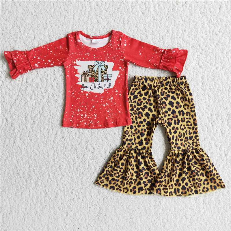 merry christmas gifts sets t-shirt & bell kids clothing girls outfits