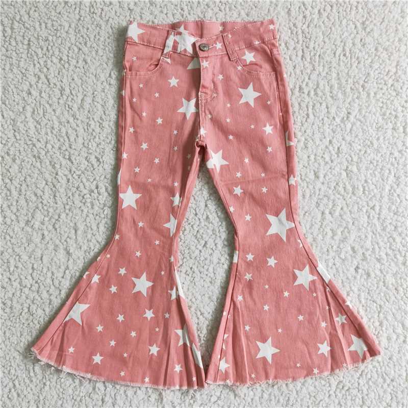 pink star bell jeans girls long pants