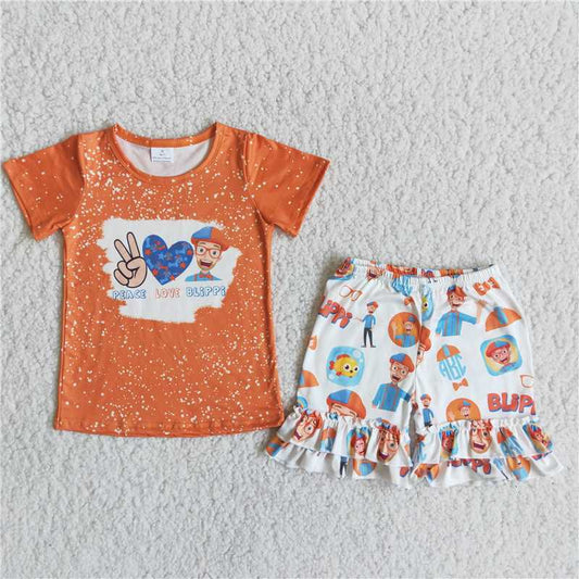 blippi girls outfits summer shorts sets 2 pieces kids clothes