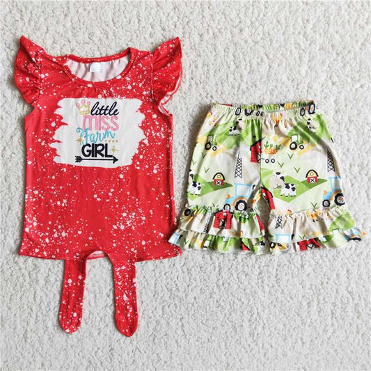 girls outfits little miss t-shirt & farm shorts sets summer kids clothes