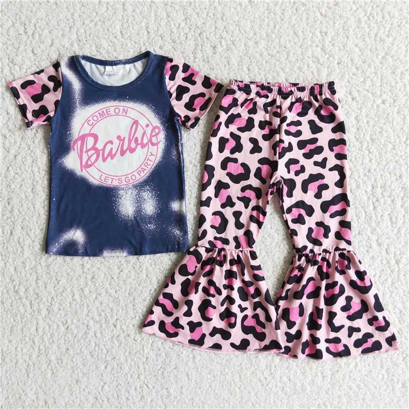 short sleeve shirt bell pants barbie girls sets kids clothes