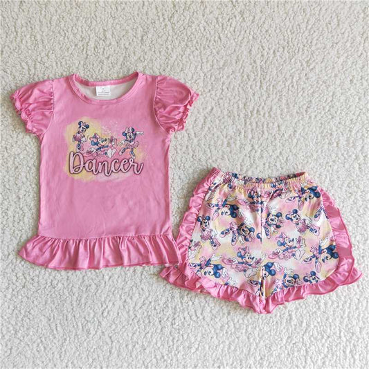 girls outfits cartoon mouse t-shirt & shorts sets summer kids clothes