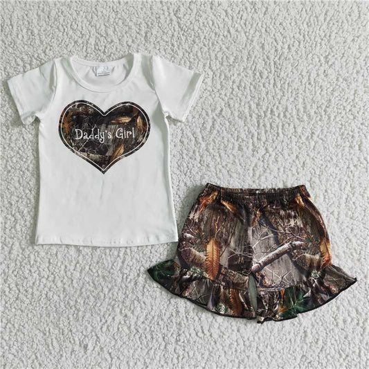 daddy's girls outfits summer camo shorts sets 2 pieces kids clothes