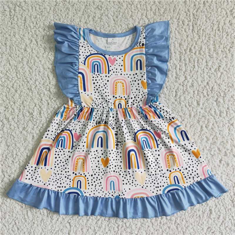 rainbbow girls dress summer kids skirts