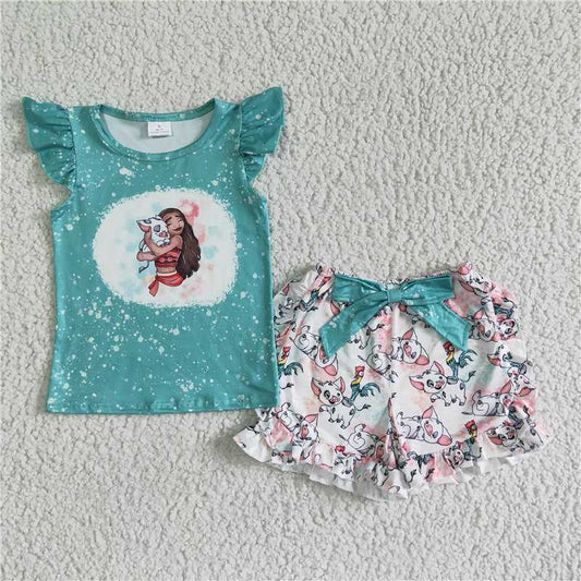 princess girls outfits summer camo shorts sets 2 pieces kids clothes