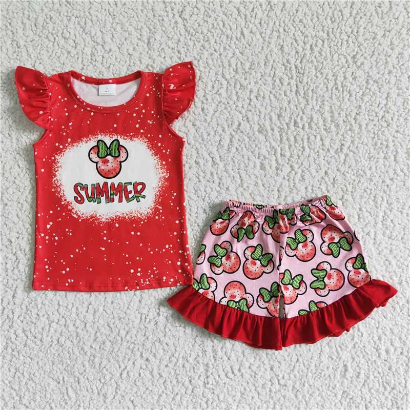 girls outfits cartoon mouse t-shirt & shorts sets summer kids clothes