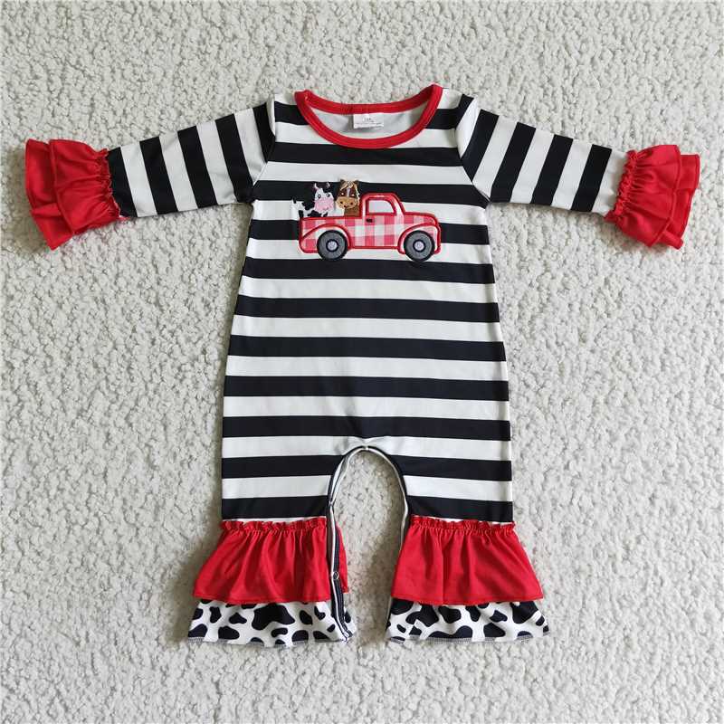 embroidery farm baby jumpsuits girls baby rompers