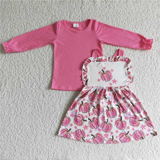 pumpkin t-shirt & half dress girls outfits overalls skirt suits kids clothes