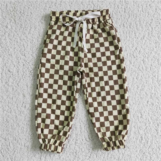 Plaid long pants kids trousers