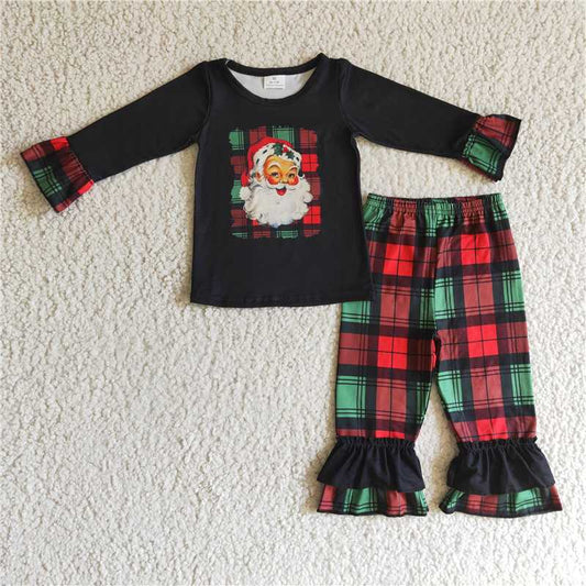 santa christmas sets t-shirt & bell kids clothing girls outfits