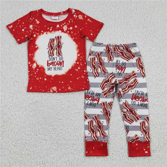 BSPO0079 Boys bacon red short-sleeved trousers suit