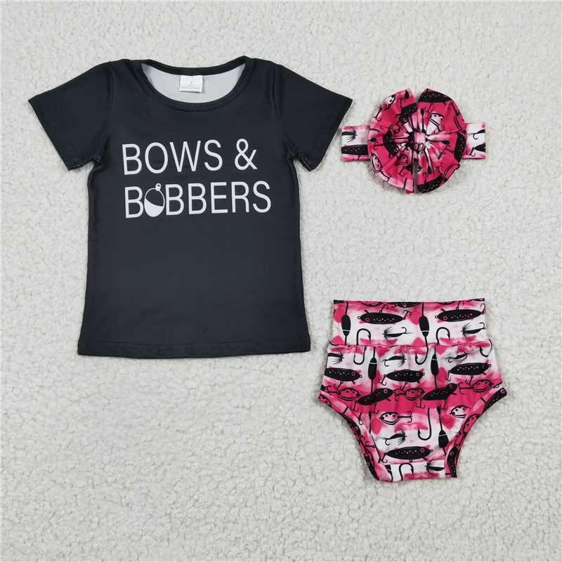 bow & bobbers fishing Girls baby bummies sets