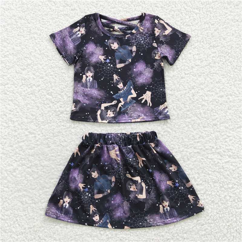 Wednesday t-shirt & half dress girls outfits skirt suits kids clothes