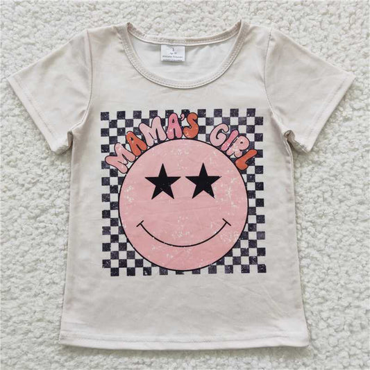 hippie smiley face mamas girl t-shirt short sleeve top kids clothes