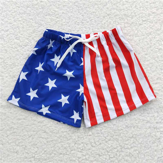 S0089 Boys' National Day Striped Star Swimming Shorts