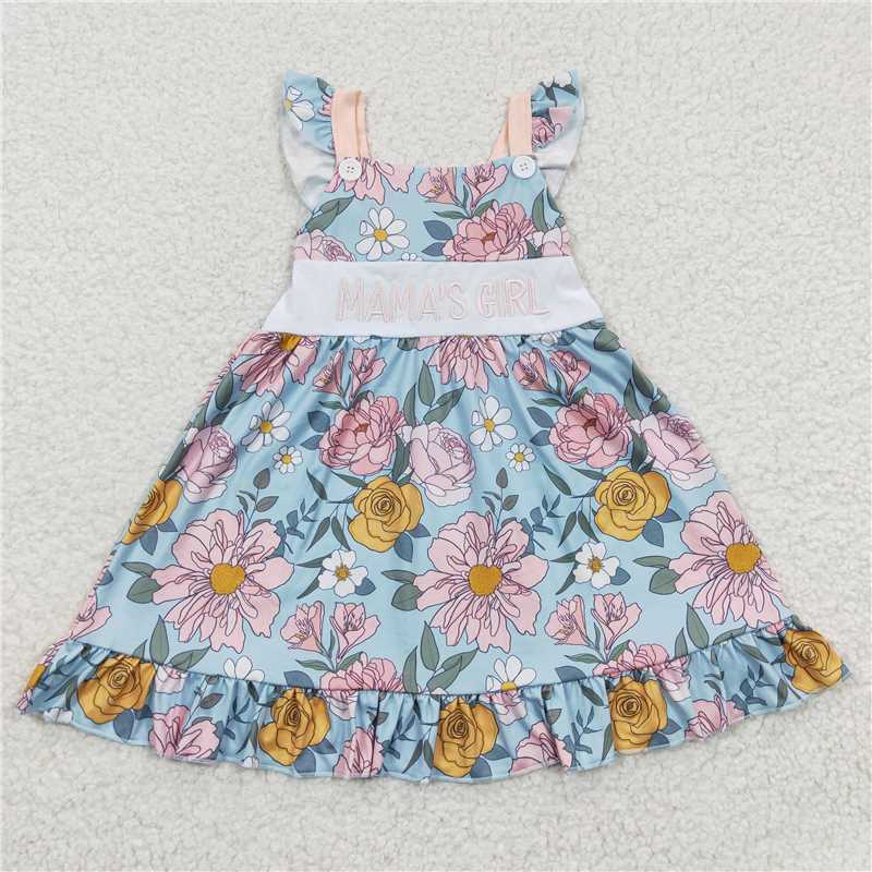 embroidery mommy's girls dress summer kids skirts