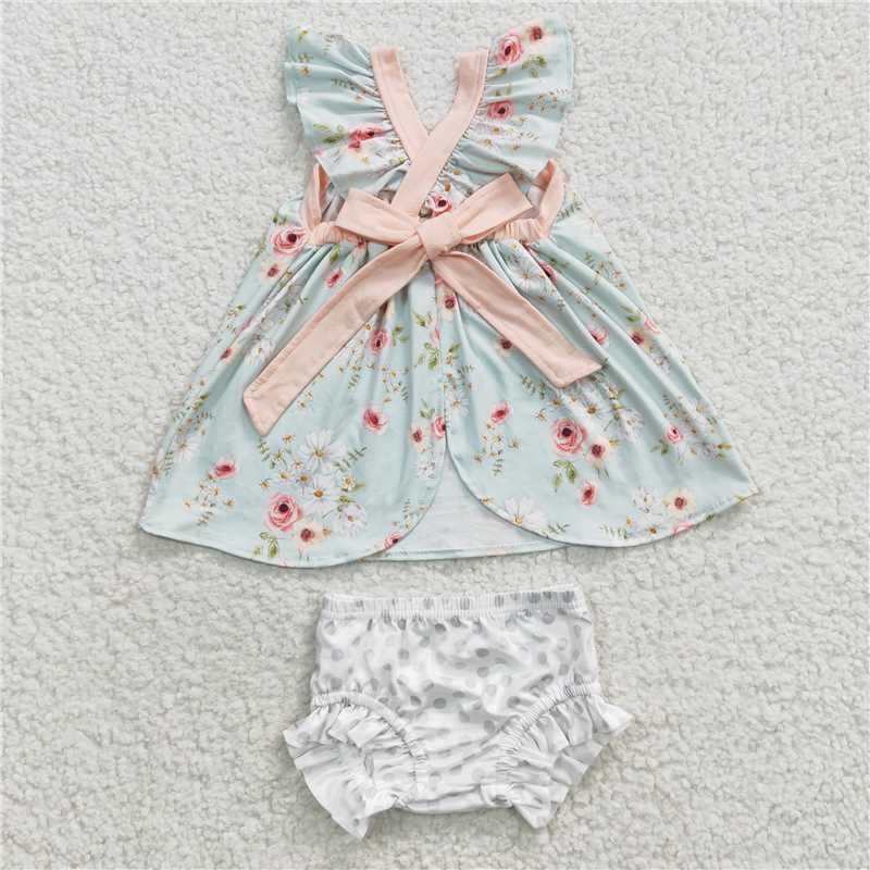 Girls baby bummies sets flower top floral kids clothes