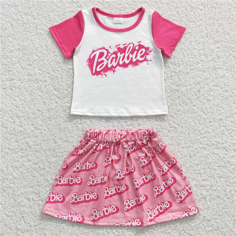 barbie t-shirt & half dress girls outfits skirt suits kids clothes