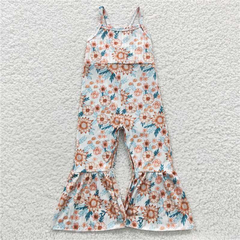 floral girls jumpsuits sunflower kids romper children's clothes