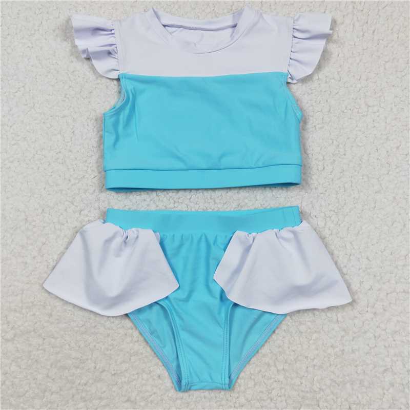 S0132 Blue flying sleeve swimsuit suit