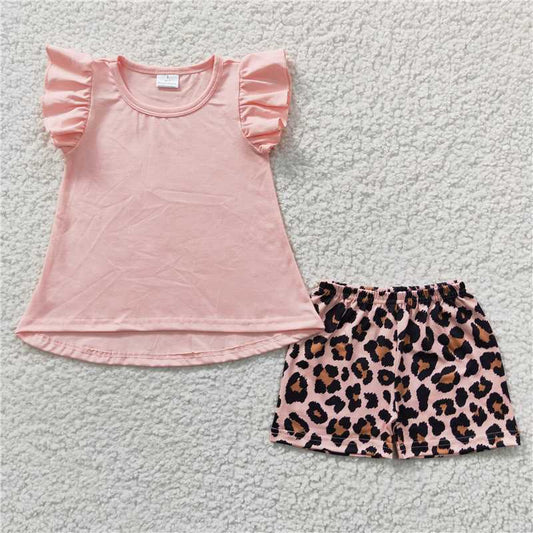 girls outfits summer sets 2 pieces tops & leopard shorts kids clothes