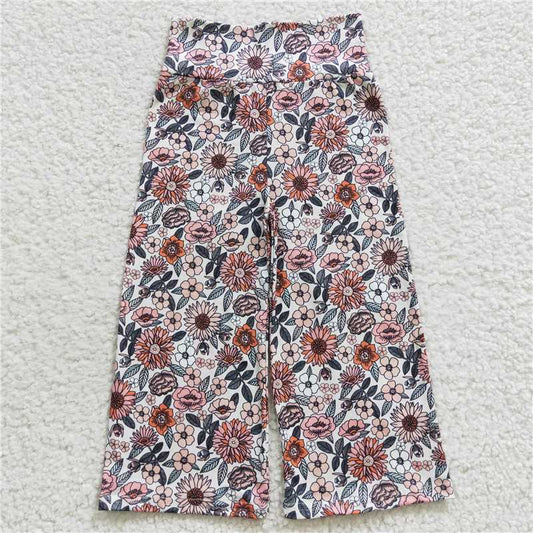 floral girls pants milk silk kids trousers