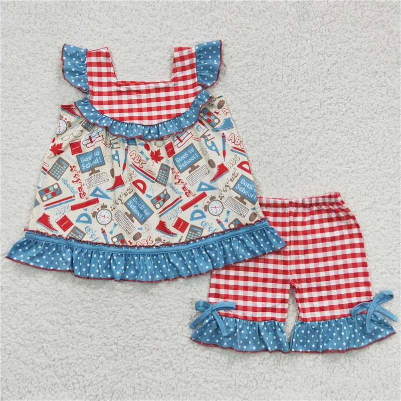 back to school girls outfits kids clothes summer shorts sets