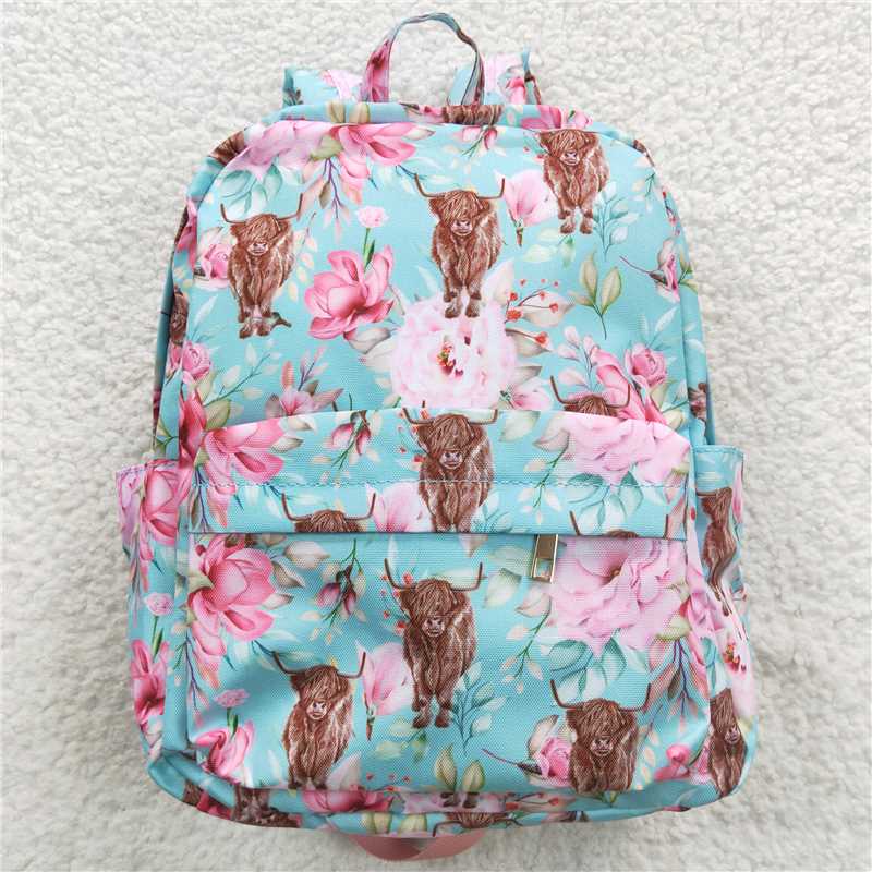 highland cow flower kids bags back to school childrens backpack preschool bags