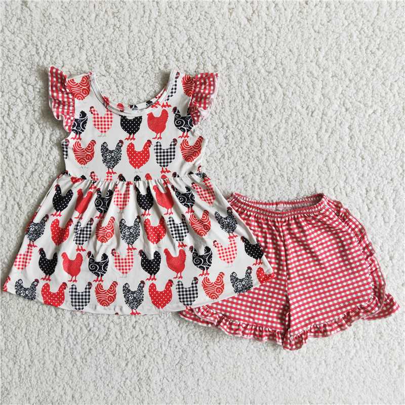 chicken girls outfits summer sets tops & shorts kids clothes