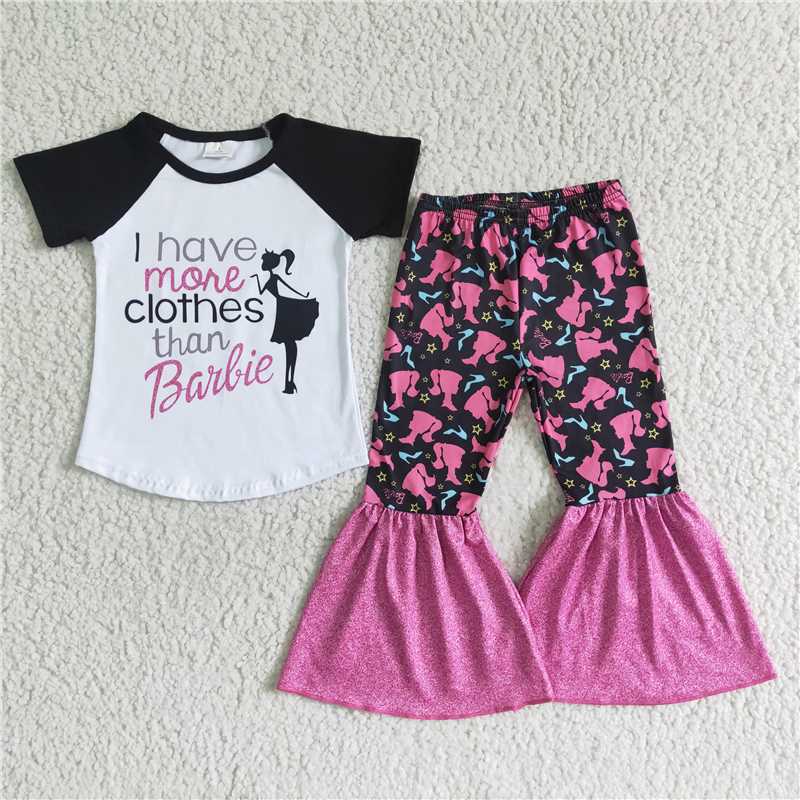 short sleeve shirt bell barbie girls sets kids clothes